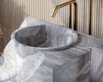 Natural Marble Pedestal Sink, Bathroom Sink