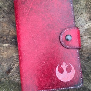 Rebel Alliance, Galactic Empire or Sith embossed journal cover, notebook cover. 100% Full Grain leather handmade.
