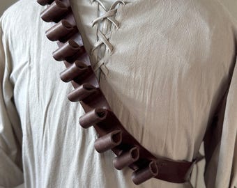 Fallout Ghoul Bandolier Leather Cosplay | Full Grain Ammo Belt | Post Apoc Costume Gear | Handmade Wasteland Accessory