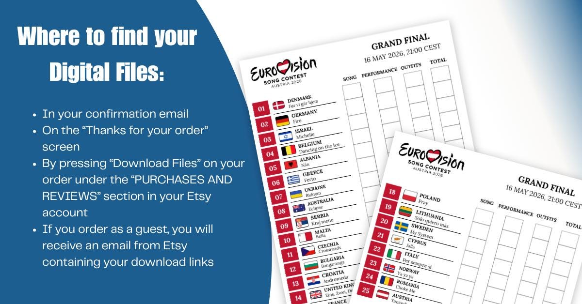 Secession Score Card Eurovision 2026 Vienna Printable Scorecards for the GRAND FINAL ...