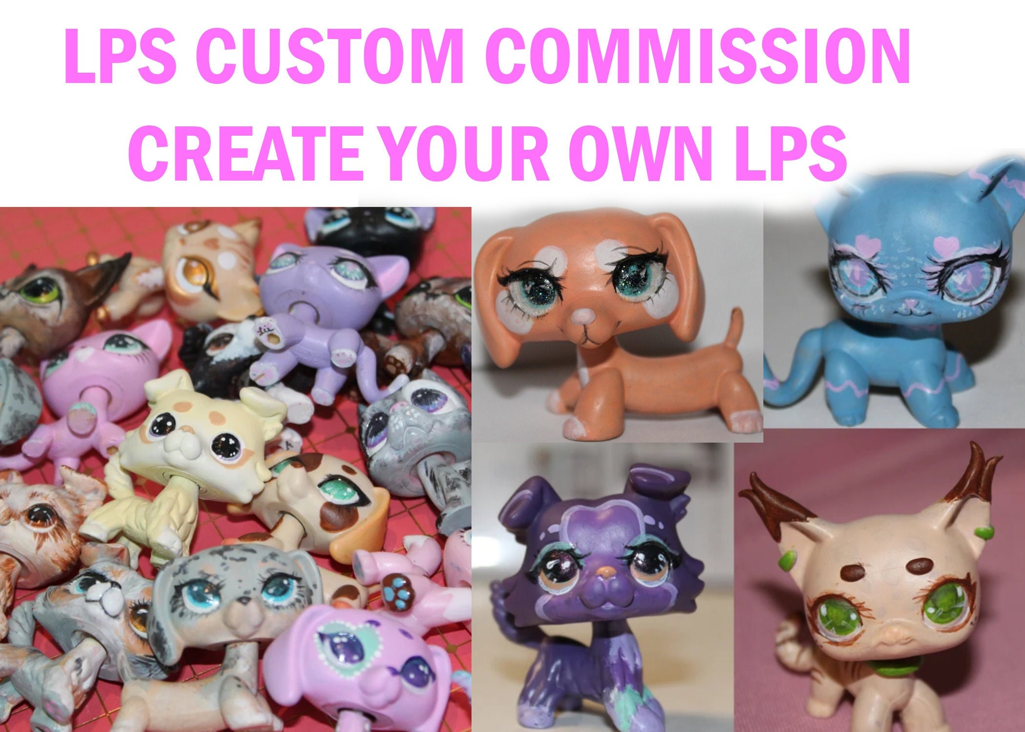 Littlest Pet Shop Collie Pink lps Collie 1262 Different Eyes with LPS Computer 