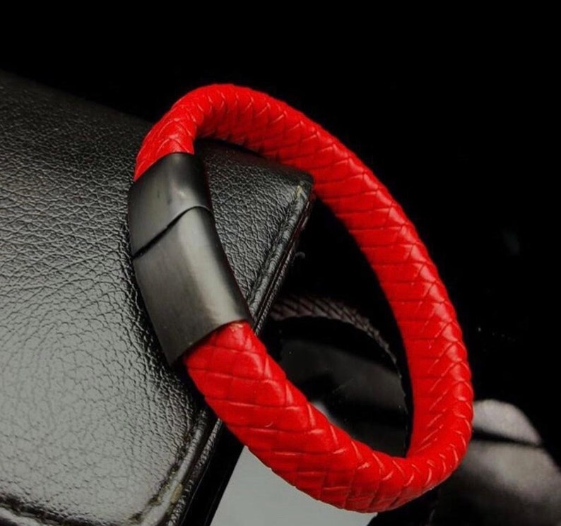 Luxury Handmade Double Ended Locked Red Braided Stainless Steel Men/'s Unisex Bracelet