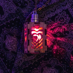 Lil&#39; Lantern (Heart) Pendant Necklace - Burning Man Light Up LED Festival Rave Fashion