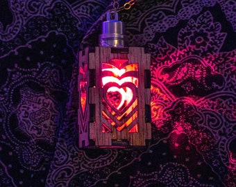 Lil' Lantern Heart Pendant Necklace - Burning Man Light Up LED Festival Rave Fasion