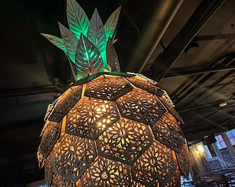 Lámpara colgante de madera de piña