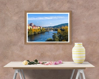 Puente Nuevo en Ourense - Galicia River - Spain Pueblo- Portrait Wall Art Print - Spanish Architecture