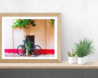 Barcelona Bike - Spanish Streets - Street Photography - Bicycle  - Portrait Wall Art Print