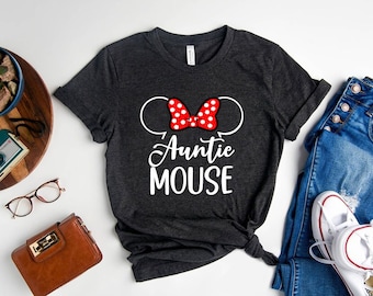 Camisa de tía de Disney, camisa de ratón de tía, tía Te de ratón de Disney, camisa de Disney, camisa de tía de Minnie, regalo de tía de Disney, camisa de la familia Disney