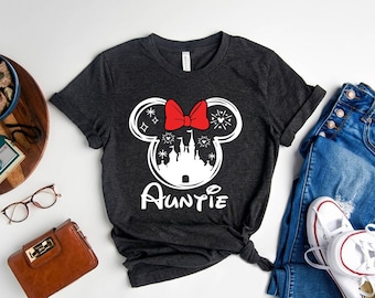 Camisa de tía de Disney, camisa de ratón de tía, tía Te de ratón de Disney, camisa de Disney, camisa de tía de Minnie, regalo de tía de Disney, camisa de la familia Disney