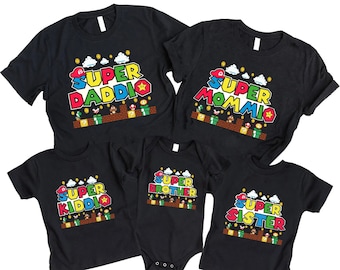 Super Daddio Shirt, Super Mommio Shirt, Super Kiddio shirt, super mario shirt, Father's Day Shirt, Super Dad Shirt, Matching family shirts