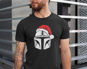 Camisa navideña de Santalorian Star Wars, camisa navideña mandaloriana, camisa navideña de Disney, camisa navideña de Mando, camisa dadaloriana
