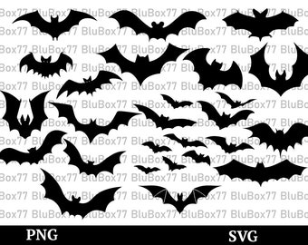 Halloween Bats SVG, Spooky Bats SVG, Bats Clipart, Bats PNG, Bats Silhouettes, Halloween Bats Cut File, Flying Bats Svg, Halloween Bats Png