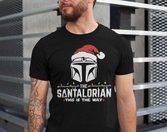 Santalorian Star Wars Christmas Shirt, Mandalorian Christmas Shirt, Disney Christmas Shirt, Mando Christmas Shirt,The Dadalorian Shirt