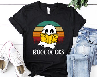 Ghost Books, Booooks Shirt, Halloween Reading Shirt, Librarian T-Shirt, Librarian Gift, Bookworm Gift, Halloween Party Teacher Shirt