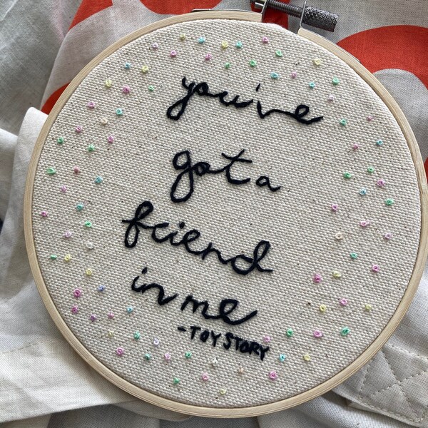 Handmade Quote Embroidery Hoop Embroidered onto Pre-loved Fabric