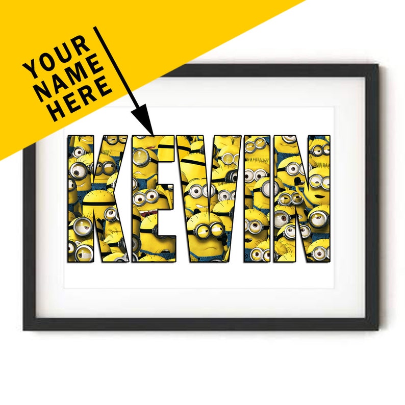 A3 Personnalise Minions Sur Le Sujet Nom Imprime Minion Etsy