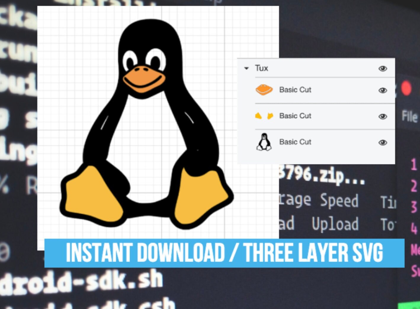 Tux Linux Pinguin SVG / Linux Cut File / Nerdy DIY / Computer Etsy