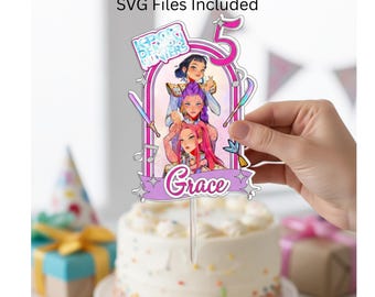 K-Pop Demon Hunters Editable Cake Topper | Digital Papercraft Kit | Cricut + Silhouette Files | Instant Download
