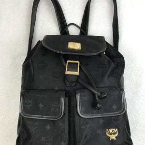 MCM Vintage Backpack Full Monogram Classic Black Bag Multipocket