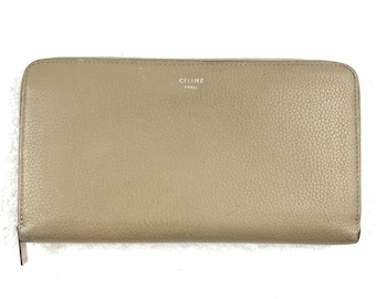 Celine Zip Rund lange Brieftasche Kalbsleder Braun Brieftasche Großes Logo Personalisierte Geschenke Reißverschluss rundum Brieftasche