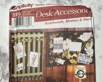 Early 2000s Desk Accessories Pattern, Noteboards, Blotters, and More, Office Decor Sewing Patterns, Simplicity Home Decorating 5196