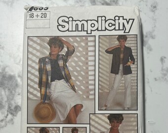 80s Misses Easy to Sew Go Everywhere Unlined Jacket, Top, Pants, Shorts and Wrap Skirt Pattern, Simplicity 6885, Size 14 OR 18-20, Uncut
