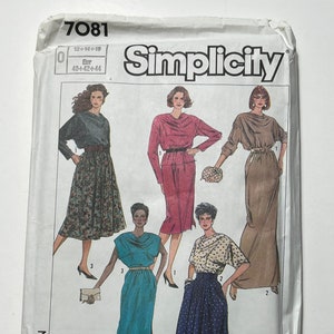 80s Misses Easy to Sew Top and Straight or Flared Skirts Pattern, Simplicity 7081, Size 0 (12-14-16), 26.5&quot;-28&quot;-30&quot; Waist, Uncut
