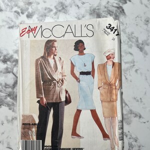 80s Easy Misses Unlined Jacket, Top, Skirt, and Pants Pattern, Skirt w/ Pockets, McCall&#39;s 3417, Size 14, 36&quot; Bust, 28&quot; Waist, 38&quot; Hip, Uncut