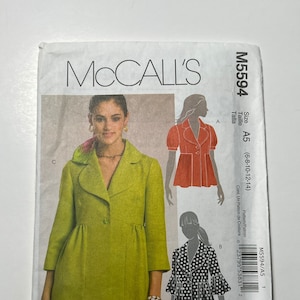 2000s Misses Lined Jacket Pattern, Short Sleeve or Elbow Length Jacket Pattern with Collar, McCall&#39;s M5594, Size A5 (6-8-10-12-14), Cut