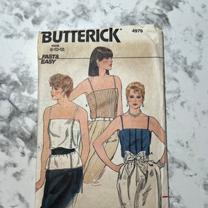 80s Fast and Easy Misses Camisole Pattern, Easy Spaghetti Strap Shirt Pattern, Butterick 4979, Size 8-10-12, 31.5"-32.5"-34" Bust, Cut