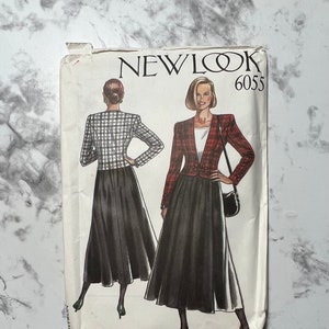 90s Jacket and Skirt Pattern, Button Front Blazer and Flared Midi Length Skirt Pattern, Simplicity New Look 6055, Sizes 8-18, Uncut