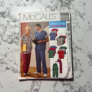 May include: McCall's Uniform Essentials sewing pattern, size Z (Xig-Xxl), pattern number 3253. The pattern includes instructions for making scrubs with a variety of color and pattern options.