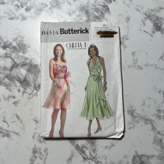 Early 2000s Chetta B Misses' Dress and Sash Pattern, Sleeveless Midi Length  Dress Pattern, Butterick B4514, Size EE 14-16-18-20, Uncut - Etsy