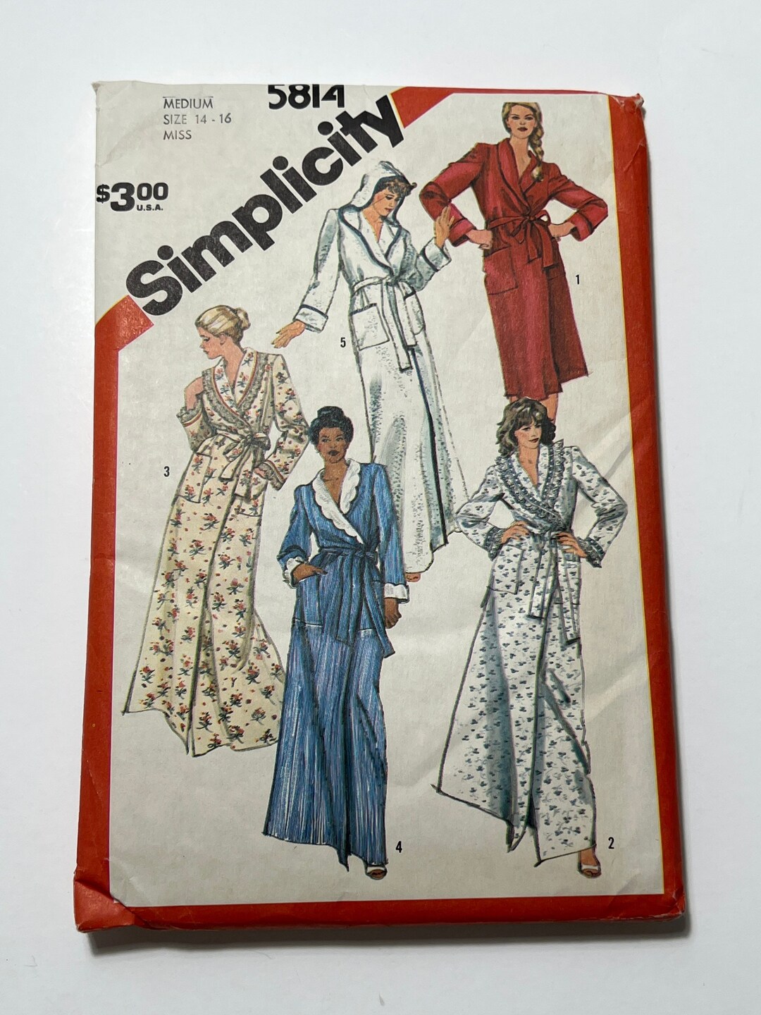 80s Women's Robe Pattern Front Wrap Robe With Tie Belt Etsy