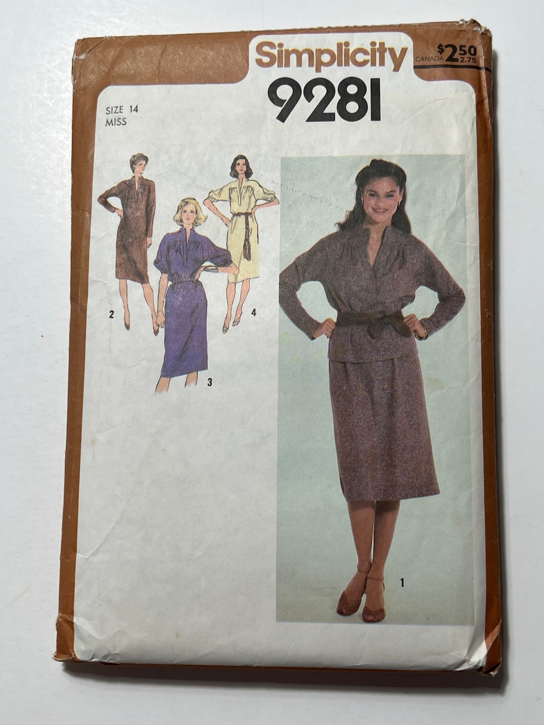 Buy 70s Misses Pullover Dress or Piece Dress Pattern, Long or Short Sleeve Dress Pattern, Simplicity 9281, Size 14, 36