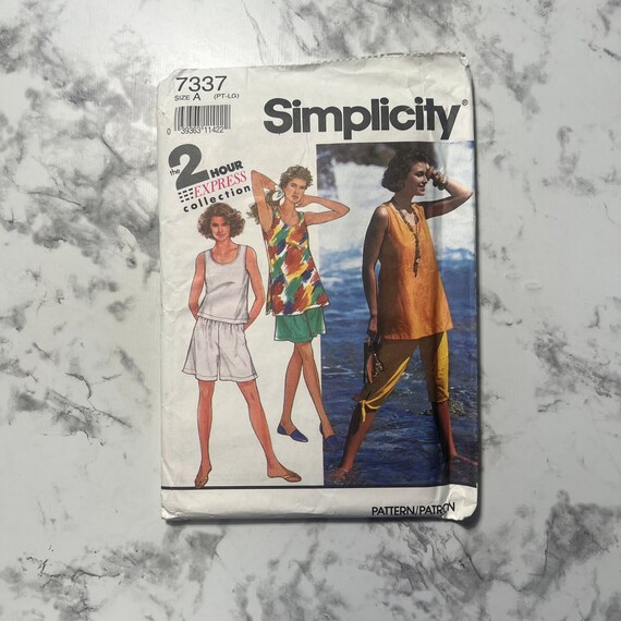 90s the 2 Hour Express Collection, Misses' Tunic or Top, Capri Pants, and Shorts Pattern, Simplicity 7337, Size A PT-LG, Uncut - Etsy 90s the 2 Hour Express Collection, Misses' Tunic or Top, Capri Pants, and Shorts Pattern, Simplicity 7337, Size A PT-LG, Uncut - Etsy
