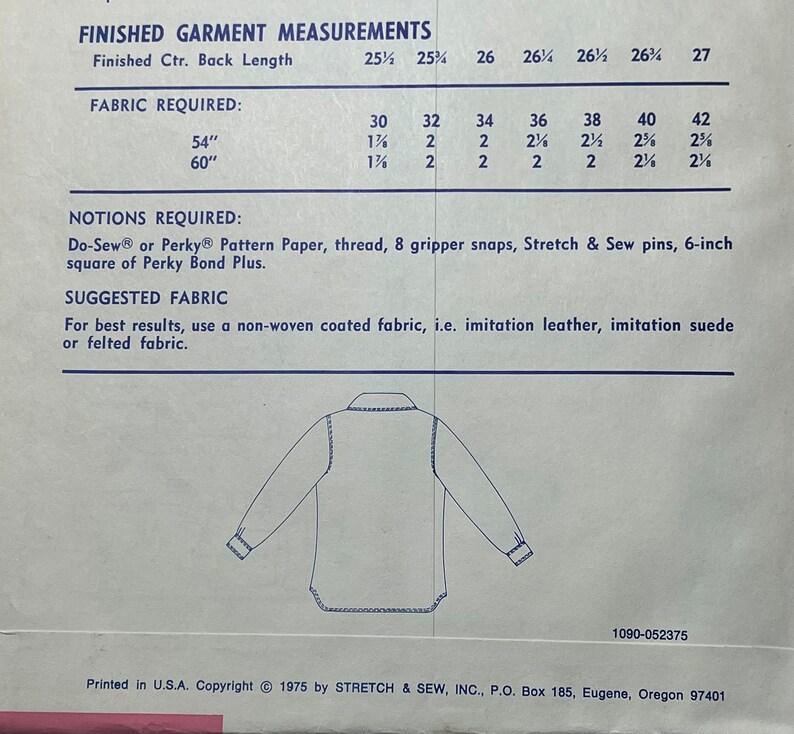 70s Leather Jacket Pattern, Collared Button Down Leather Coat Pattern ...