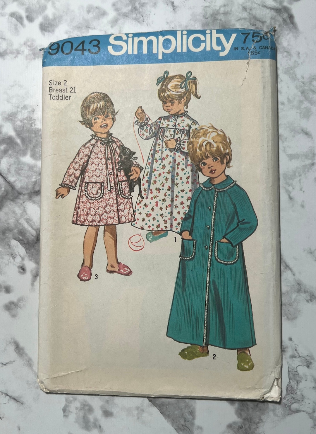 Toddler Robe Pattern 70s Toddler's Robe in 2 Lengths and Nightgown Pattern, Girls Collared ...