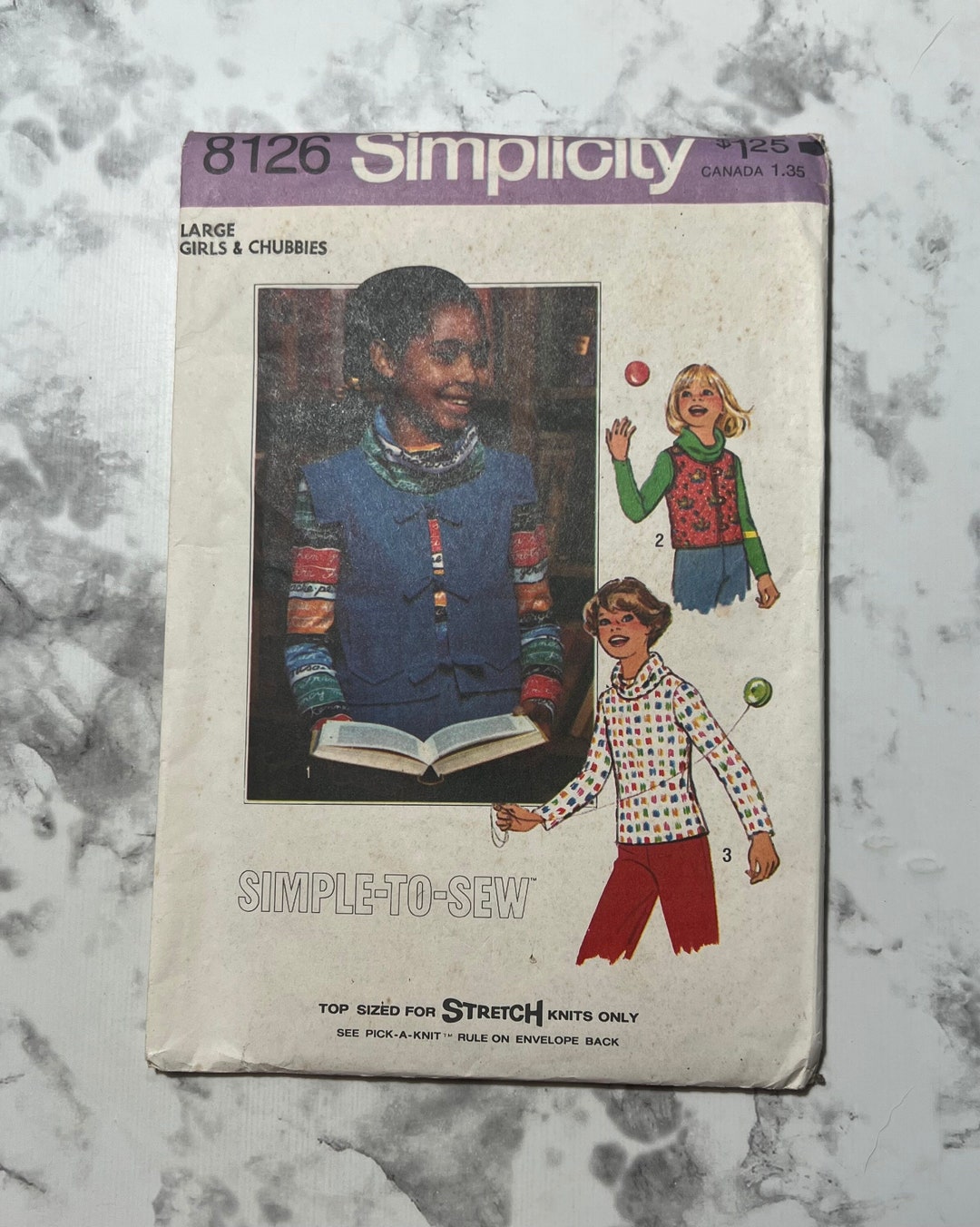 70s Simple to Sew Girls and Chubbies Pullover Top and Vest Pattern ...