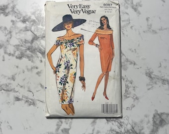 Petite Sewing Patterns, Dress, off the Shoulder (size 14-18) Very Easy  Vogue 8087 Fitted, Tapered, Loose at Waist - Etsy