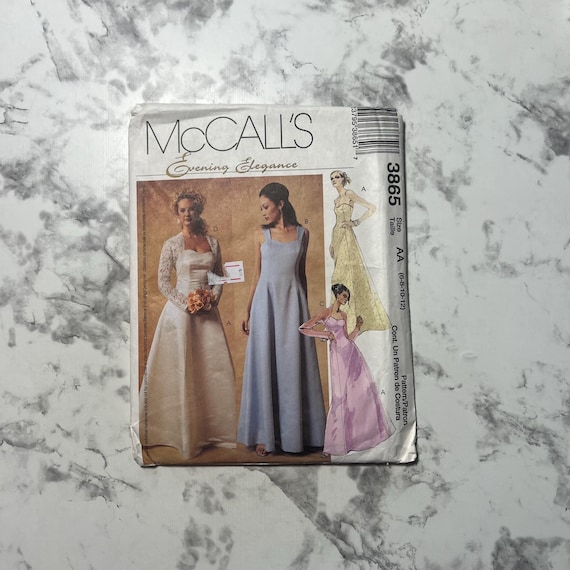 Early 2000s Evening Elegance Misses'/Miss Petite Lined Dresses and Shrugs Pattern, Sleeveless Gown, McCall's 3865, Size AA 6-8-10-12, Uncut Early 2000s Evening Elegance Misses'/Miss Petite Lined Dresses and Shrugs Pattern, Sleeveless Gown, McCall's 3865, Size AA 6-8-10-12, Uncut