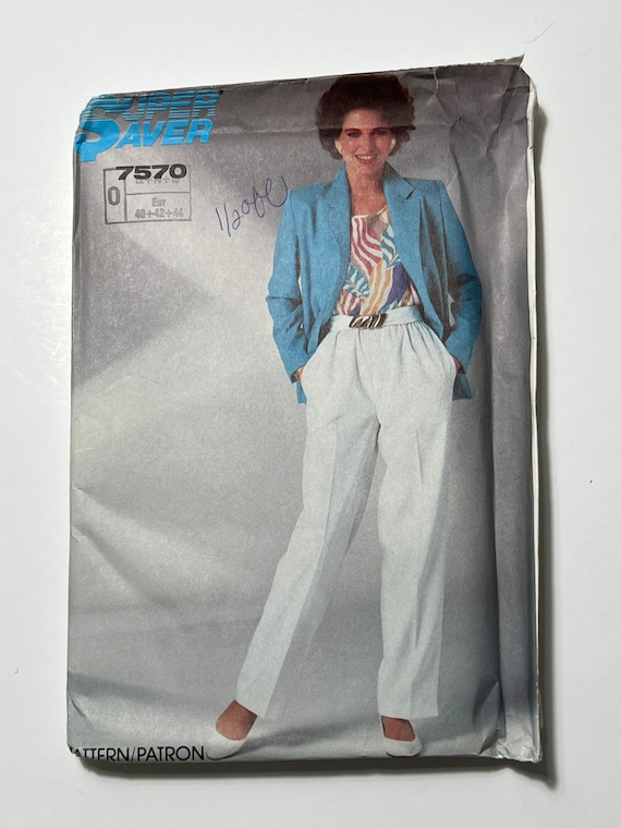 80s Womens Blazer and Pants Patterns, Ladies Easy to Sew Pants Suit  Pattern, Simplicity Super Saver 7570, Sizes 12-14-16, Uncut 