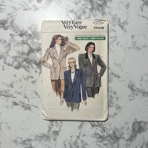 80s Very Easy Misses'/Misses' Petite Jacket Pattern, Oversized Blazer Pattern, Collared Suit Jacket, Vogue 7022, Size 14-16-18, Uncut