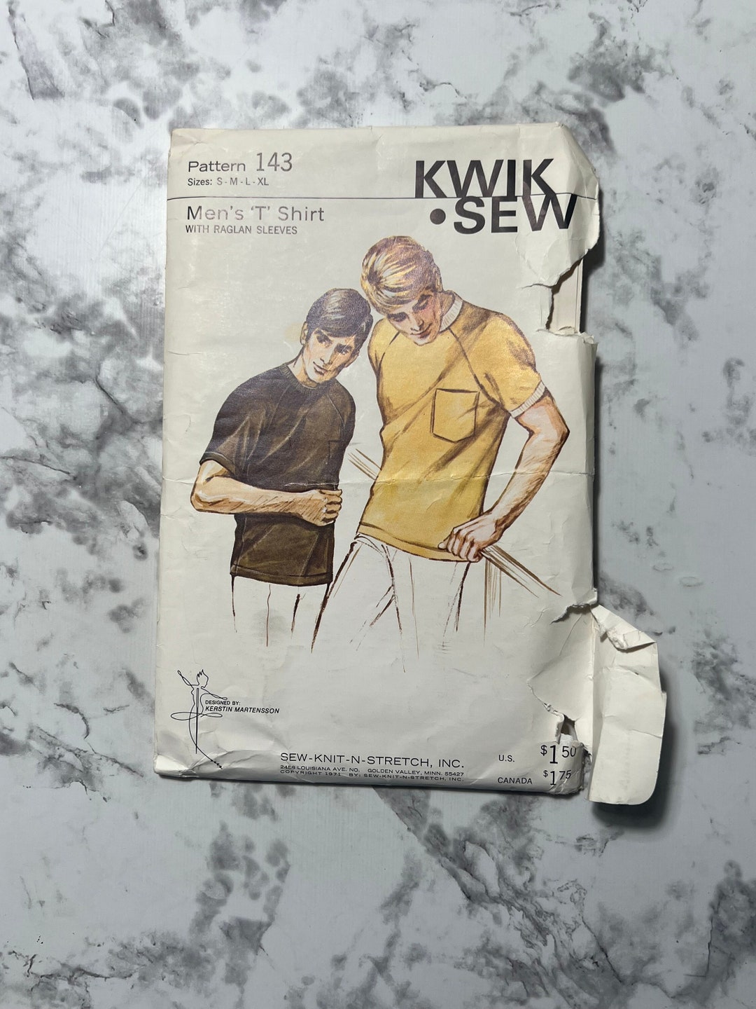 70s Men s T shirt Pattern Short Sleeve Crew Neck Casual Shirt Pattern