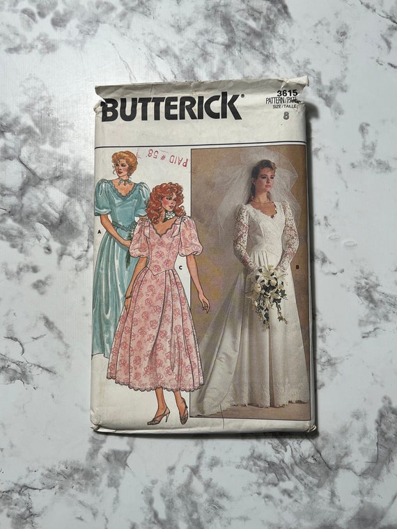 80s Misses Dress Pattern, Wedding Gown or Bridesmaid Dresses Pattern,  Butterick 3615, Size 8, 31.5" Bust, 24" Waist, 33.5" Hip, Uncut - Etsy