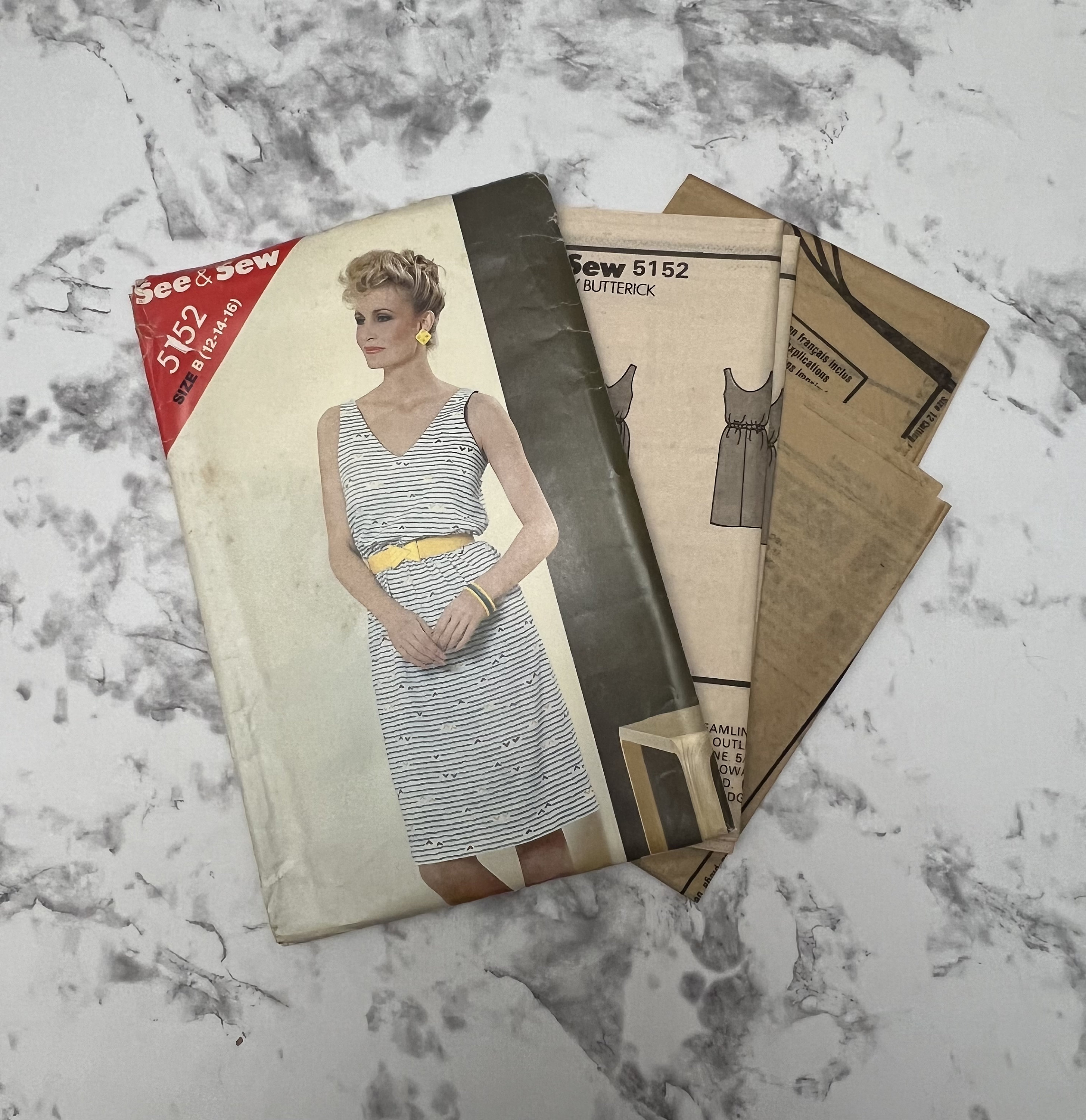 80s Misses Dress Pattern, Sleeveless Dress Pattern With V Neckline and  Elastic Waist, See & Sew by Butterick 5152, Size B 12-14-16, Uncut - Etsy  Canada