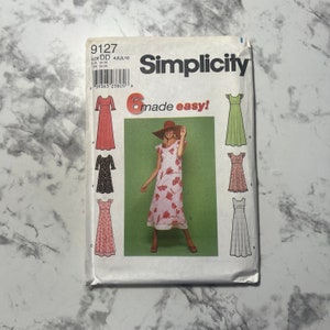 Early 2000s 6 Made Easy Misses' Dress Pattern, Easy Dress Pattern with Sleeve and Length Variations, Simplicity 9127, Size DD 4-6-8-10,Uncut