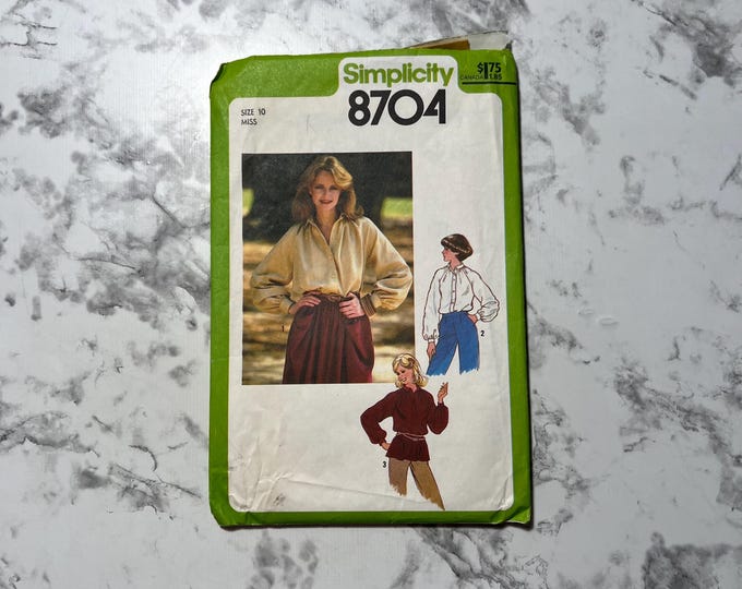 70s Misses' Shirt Pattern, Loose Fitting Long Sleeve Wrap Front Blouse ...