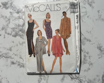 Patrón de vestido y chaqueta de mujer de los años 90 ambos en 2 longitudes, patrón de vestido sin mangas, McCall's 9678, talla R 18W-20W-22W, busto de 36"-38"-40", sin cortar