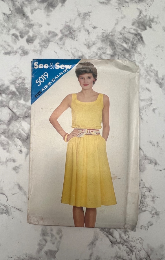 80s Misses Dress and Sash Pattern, Sleeveless Flared Dress With Tie Belt,  See & Sew by Butterick 5019, Size A 8-10-12-14-16-18, Uncut - Etsy Israel